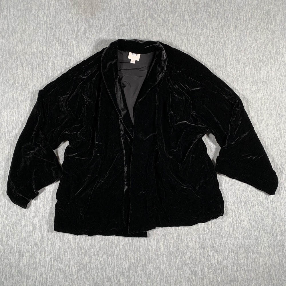 Gap‎ Jacket Womens Medium Black Velvet Open Front Shawl Collar Dressy Blazer